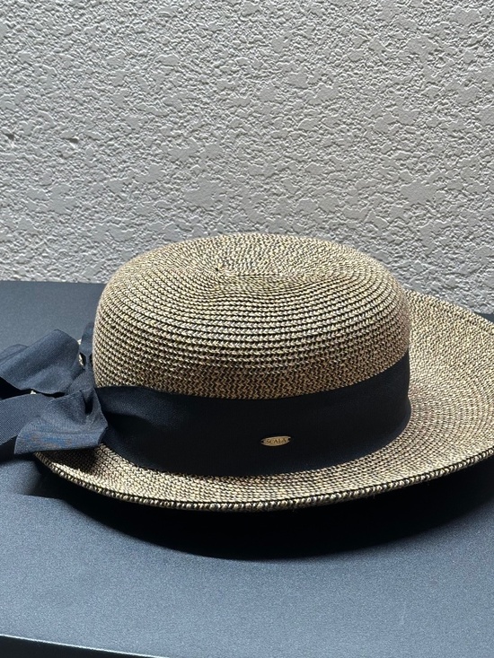 SCALA Straw Boater Sun Hat Vintage Coquette French Girl Beach Hat OS main image 12